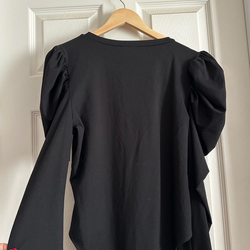 Extro&Vert Black Puff Long Sleeve Bodysuit Size 16 — image 8 of 8